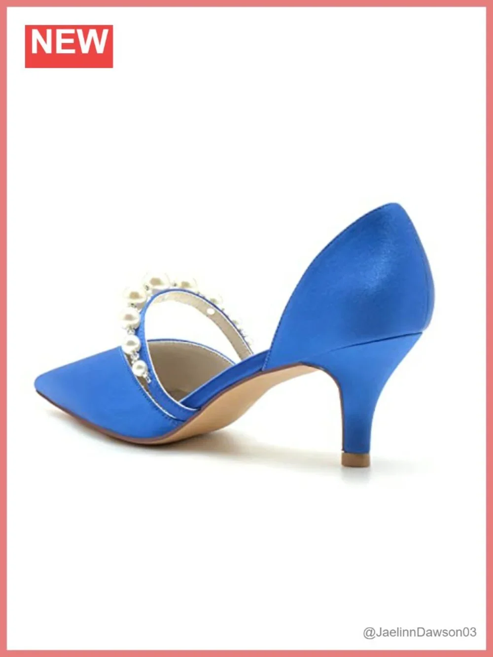 Ivory Satin Pearl Pointed Toe Low Heel Wedding Shoes for Bride Bridal Pumps